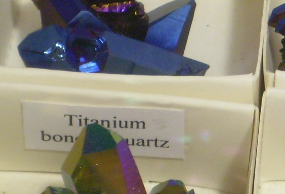 Titanium bonded quartz has a rich irridenscence of intense bl